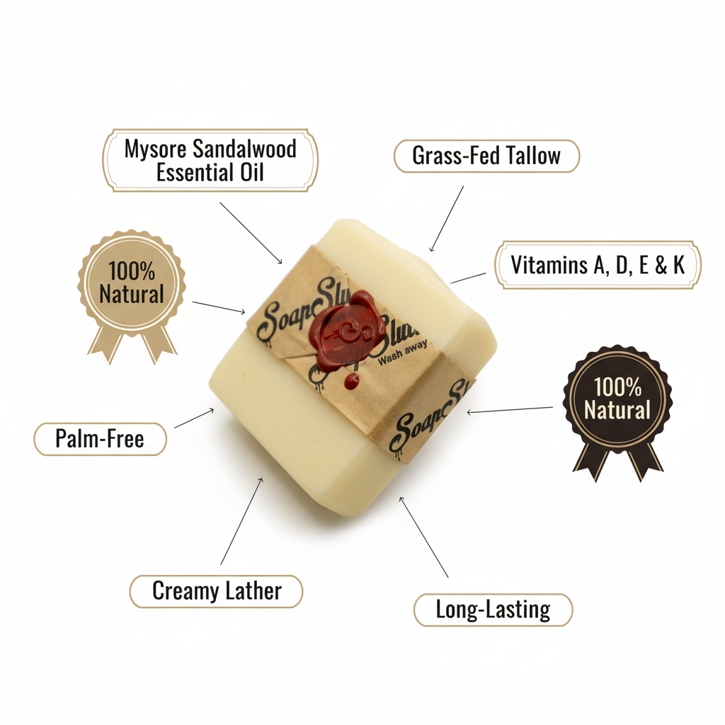 Sandalwood Tallow Soap Bar 4oz.